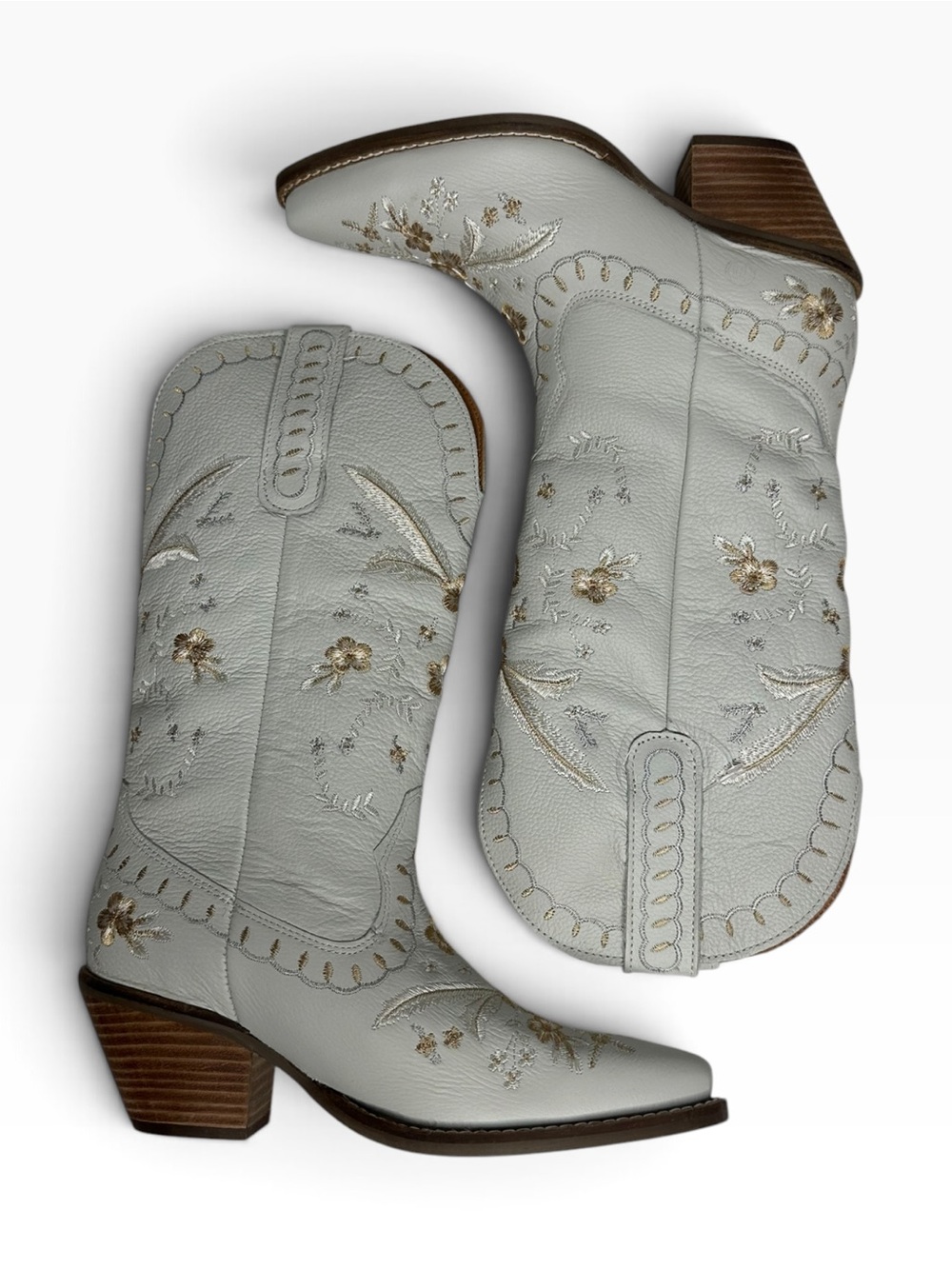 NWB Dingo 1969 Bloom Leather Cowboy Boots white 7 - Picture 5 of 14
